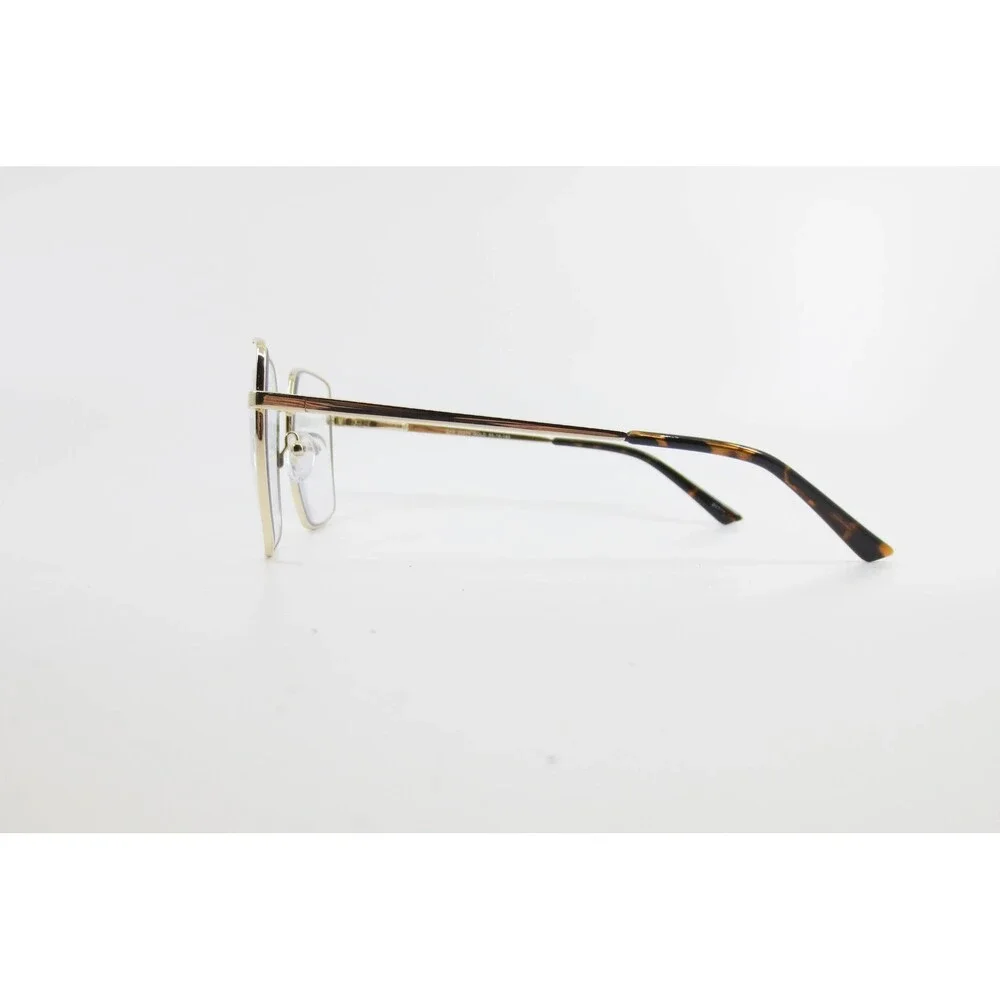 The Book Club Gold Oversized Square Eyeglasses Frames 55-18-140 Tortoise Tips